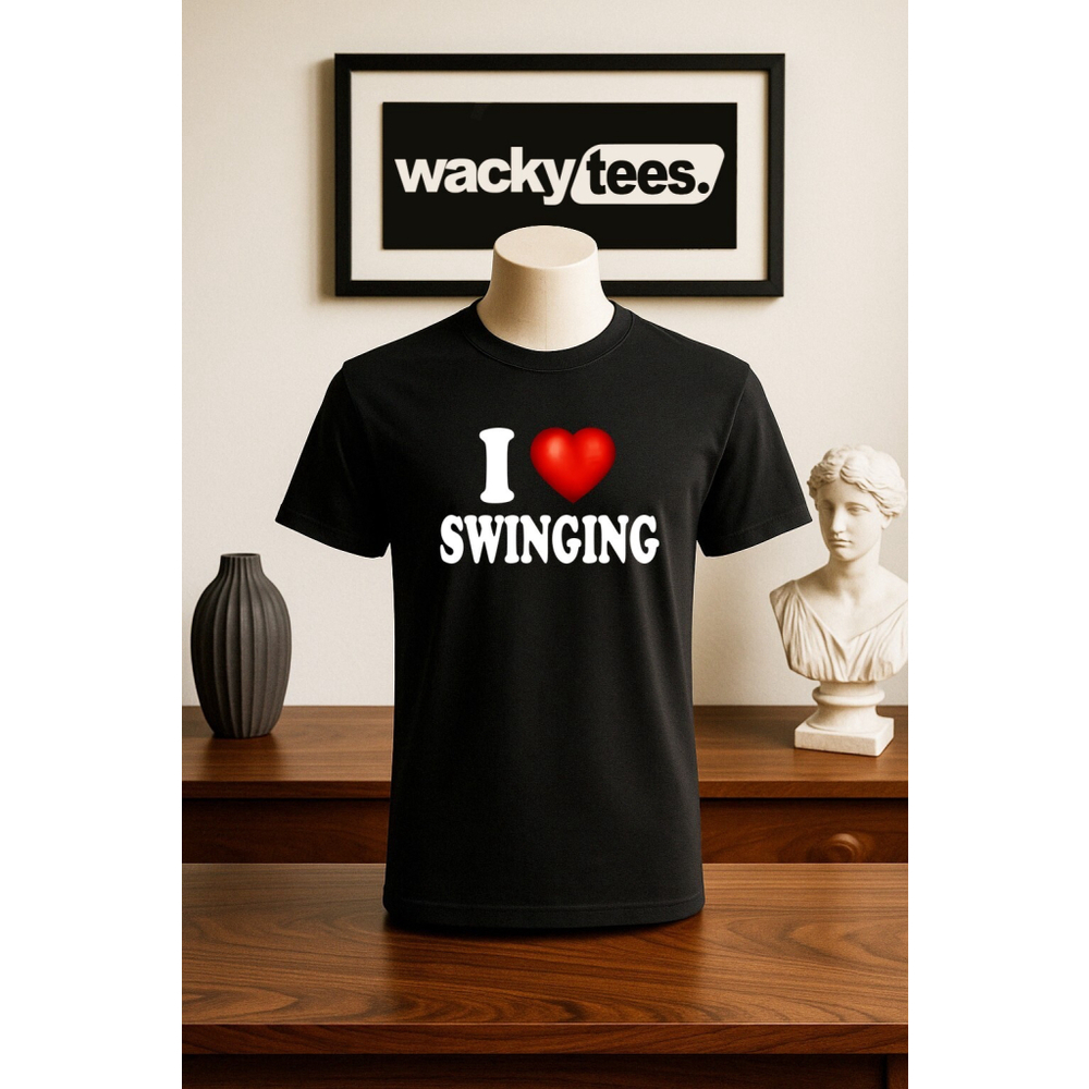 I Love Swinging I Heart Funny Adult Humor Graphic Tee Shirt